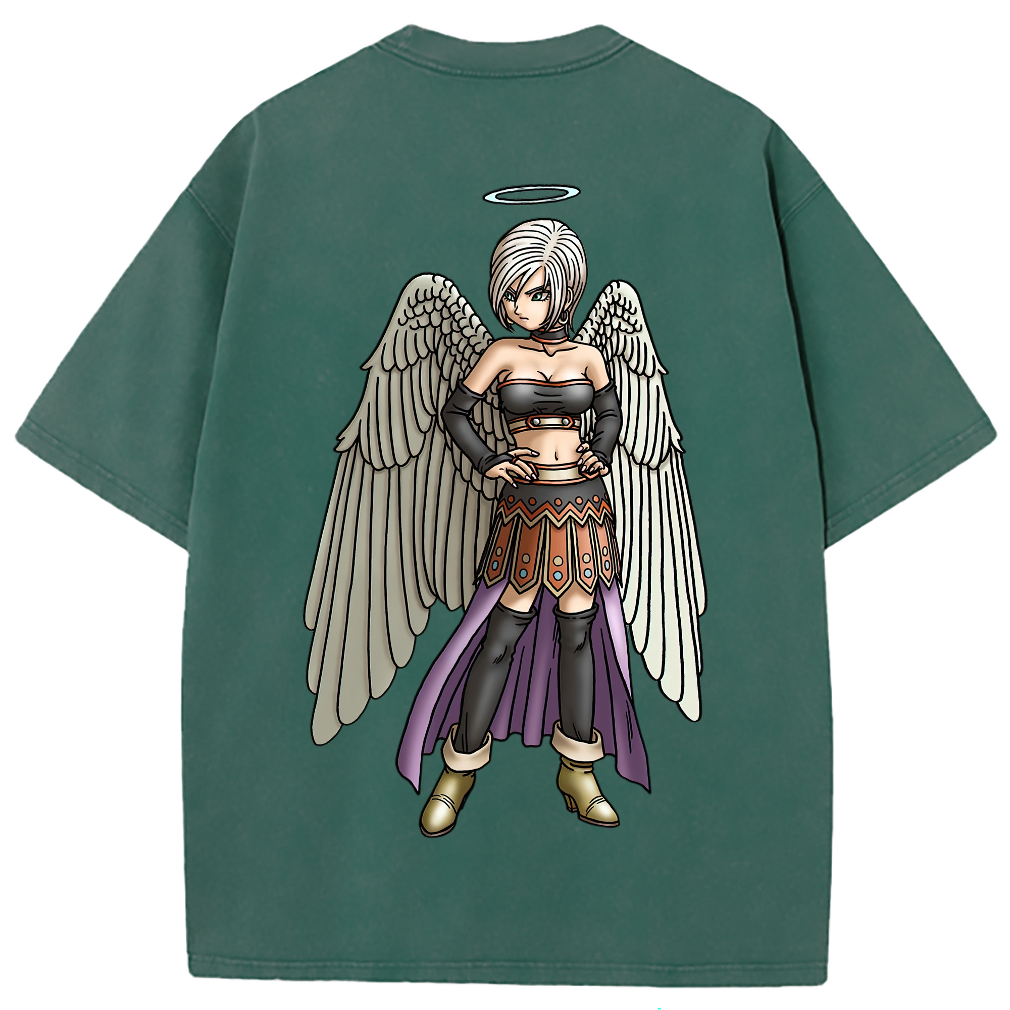 （画像用） ドラゴンクエスト Doragon Kuesuto Dragon Quest 綿100% ヴィンテージ風 半袖Tシャツ（背面プリント）